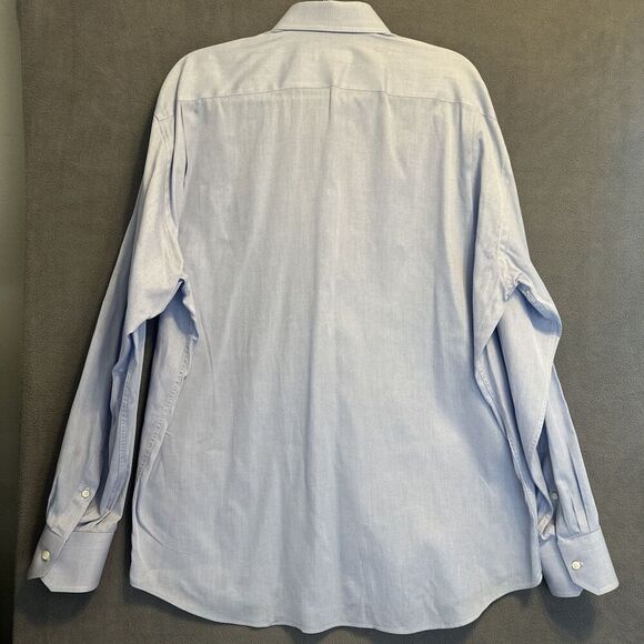 Canali Dress Shirt Long Sleeve Button Up Cotton Made In Italy Mens 43-17 Blue - Picture 2 of 11